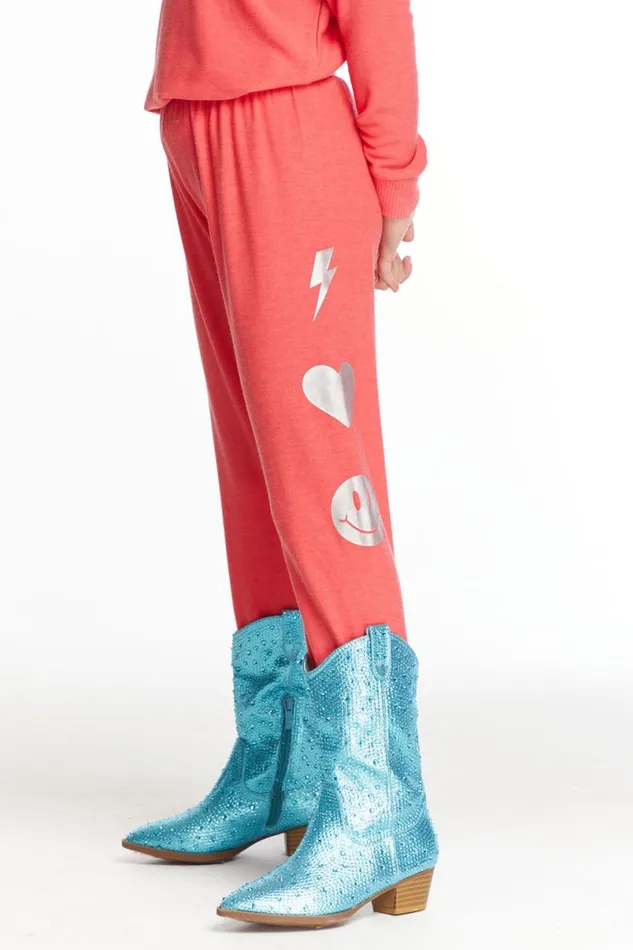 Kids Girls Chaser Brand I Love Smiles Girls Cozy Knit Sweatpant