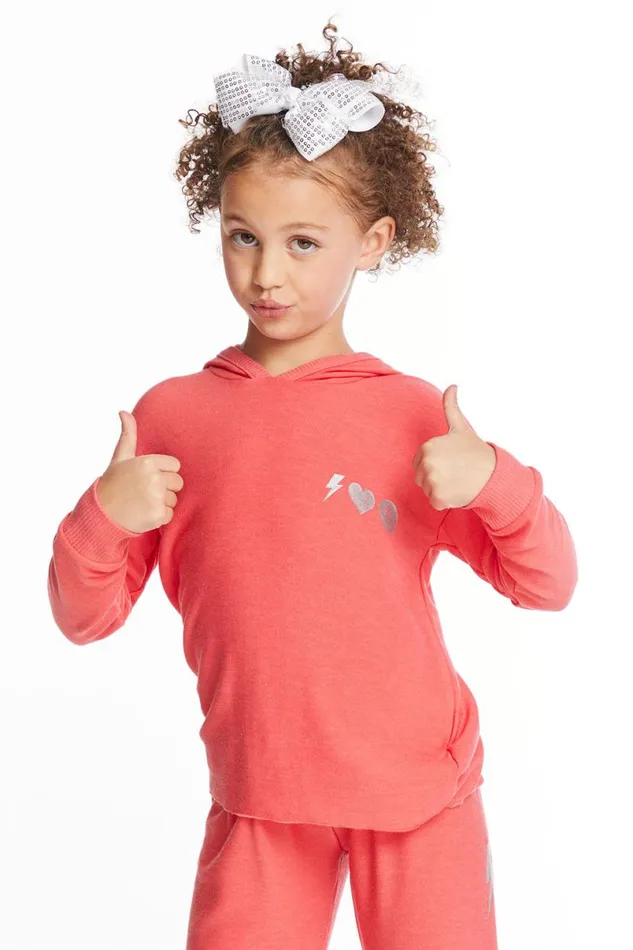 Kids Girls Chaser Brand I Love Smiles Girls Pullover Hoodie