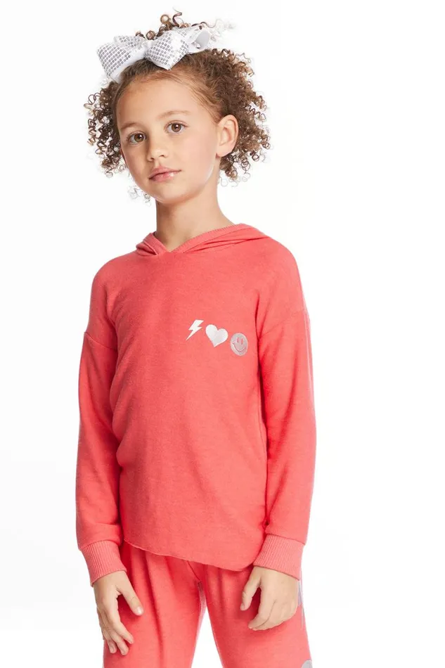 Kids Girls Chaser Brand I Love Smiles Girls Pullover Hoodie