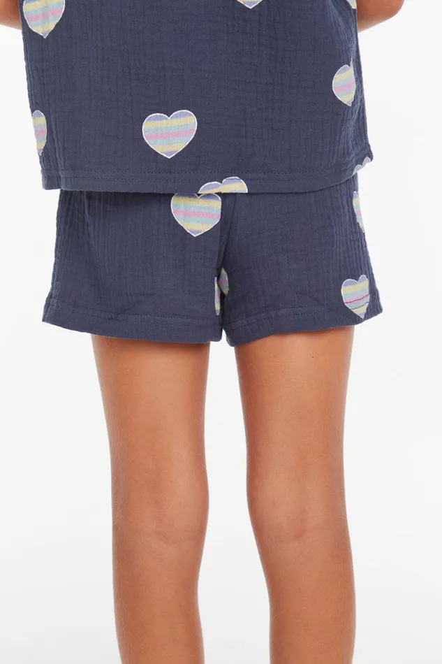 Kids Girls Chaser Brand Jade Blue Heart Girls Short