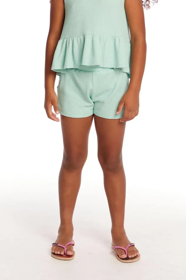Kids Girls Chaser Brand Jade Spring Bud Waffle Knit Girls Short