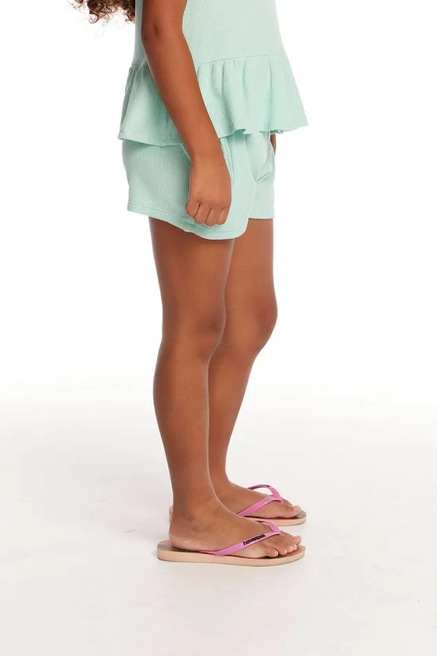 Kids Girls Chaser Brand Jade Spring Bud Waffle Knit Girls Short