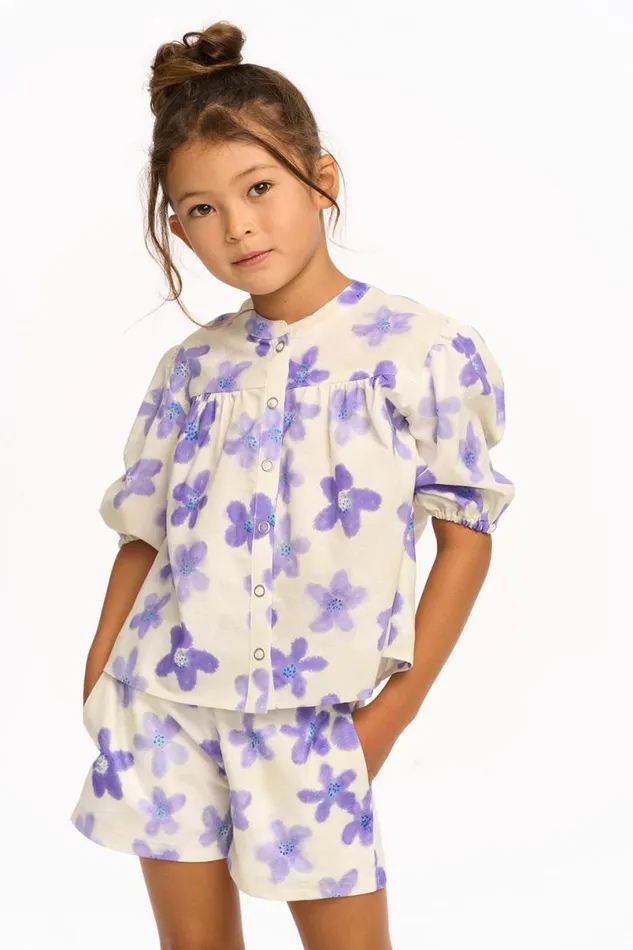 Kids Girls Chaser Brand Lavender Watercolor Floral Top