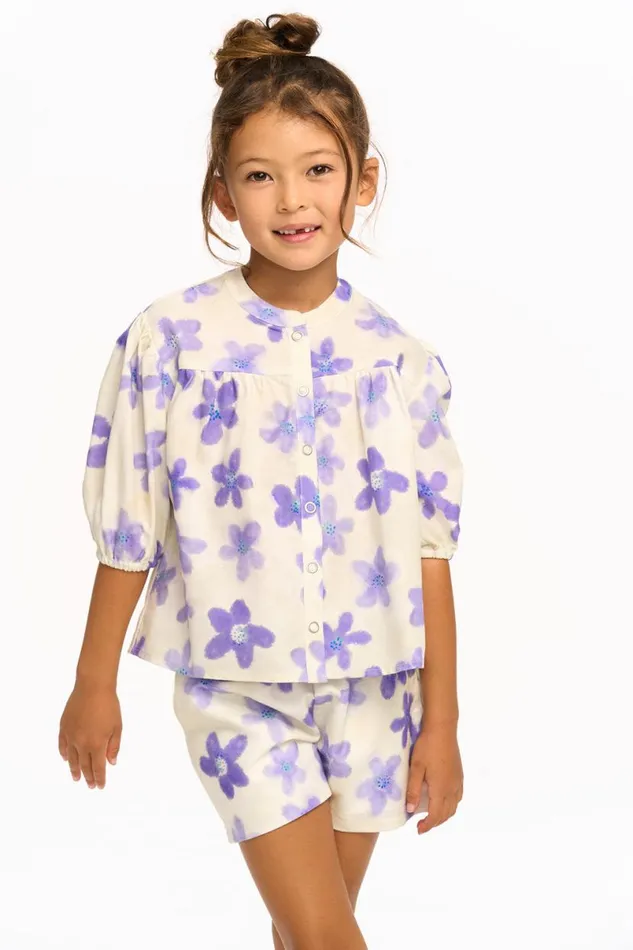 Kids Girls Chaser Brand Lavender Watercolor Floral Top
