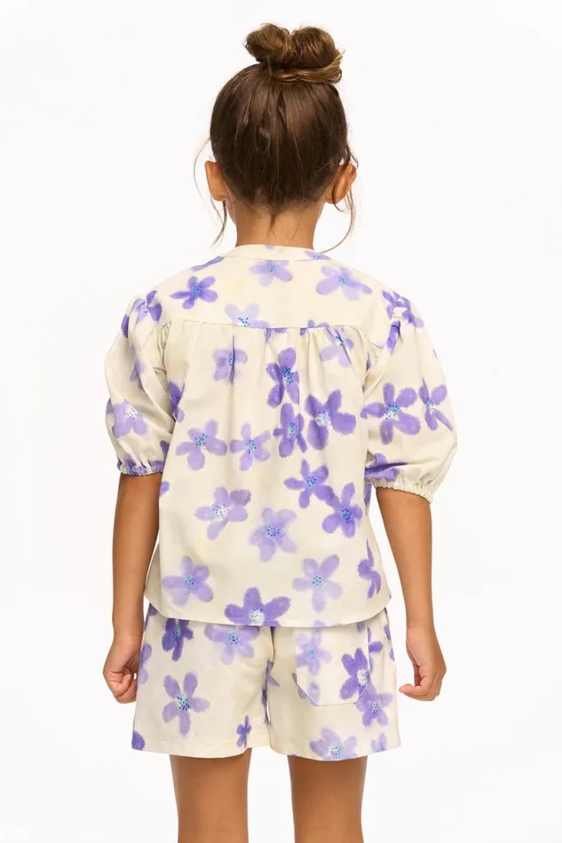 Kids Girls Chaser Brand Lavender Watercolor Floral Top