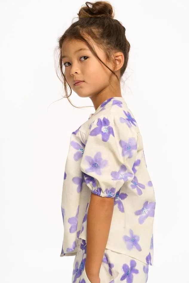 Kids Girls Chaser Brand Lavender Watercolor Floral Top