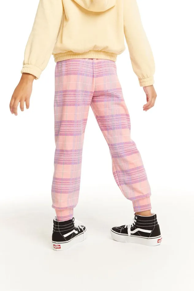 Kids Girls Chaser Brand Leila Cotton Candy Plaid Jogger