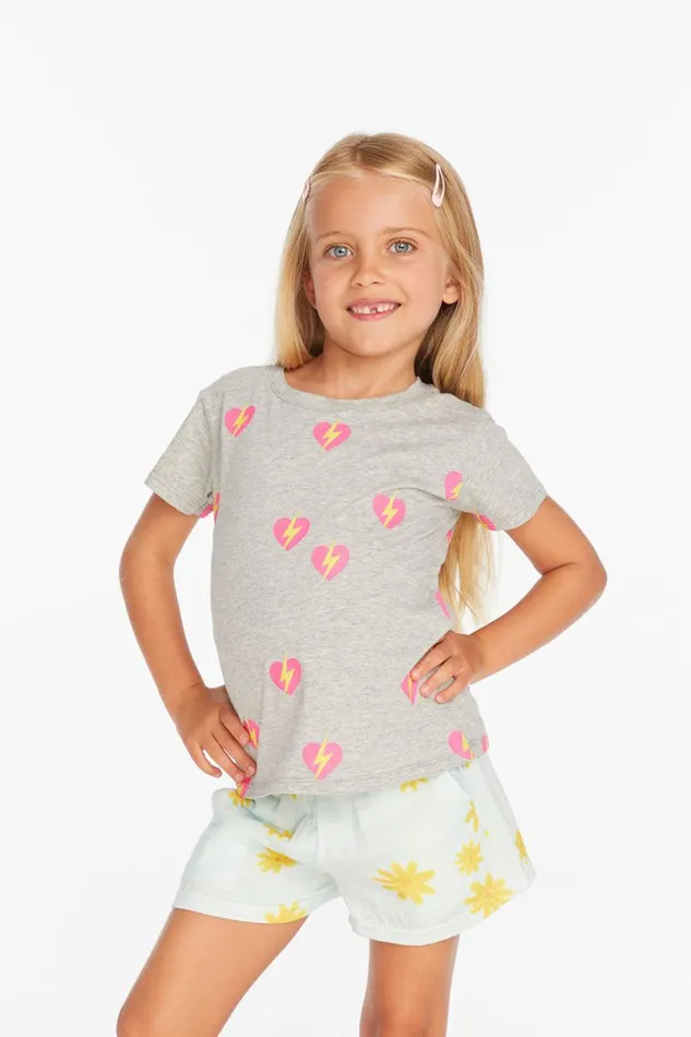 Kids Girls Chaser Brand Lightning Heart Girls Tee