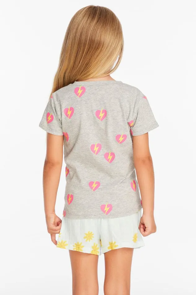Kids Girls Chaser Brand Lightning Heart Girls Tee