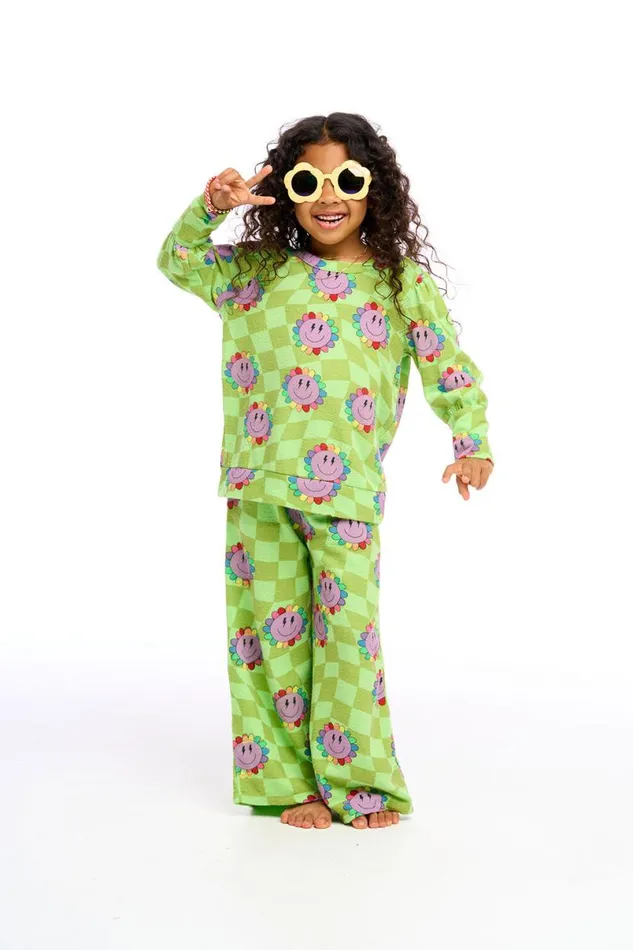 Kids Girls Chaser Brand Lime Checkered Daisy