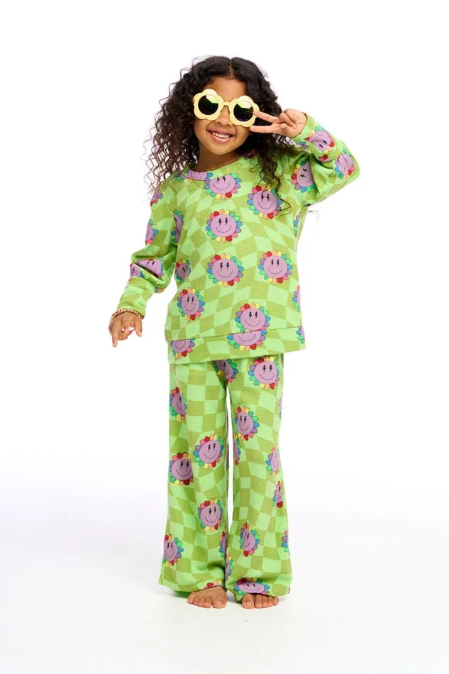 Kids Girls Chaser Brand Lime Checkered Daisy