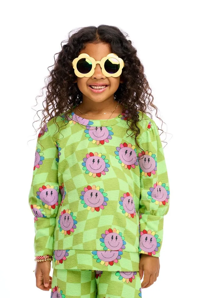 Kids Girls Chaser Brand Lime Checkered Daisy