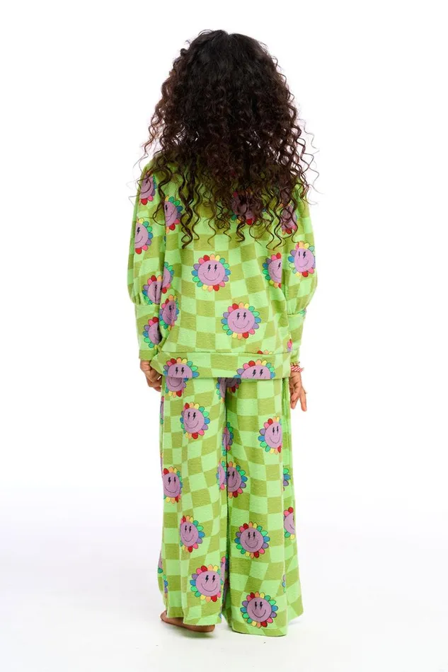 Kids Girls Chaser Brand Lime Checkered Daisy