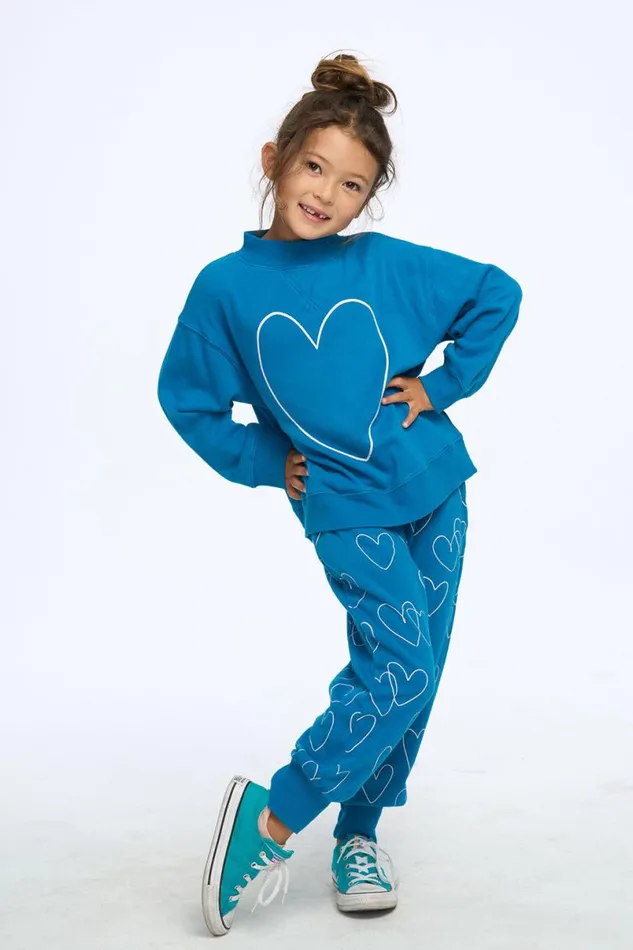 Kids Girls Chaser Brand Linear Heart Pullover