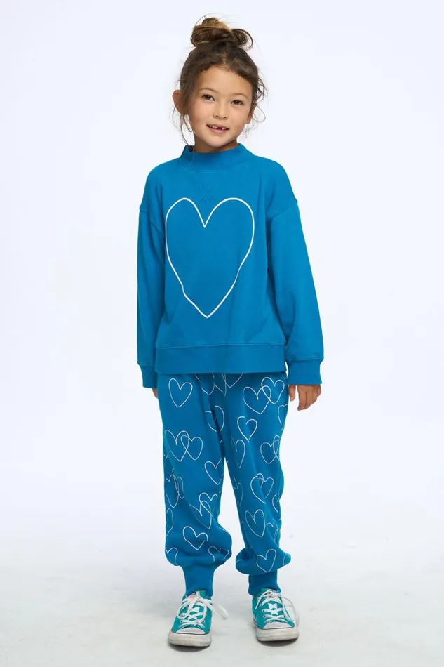 Kids Girls Chaser Brand Linear Heart Pullover