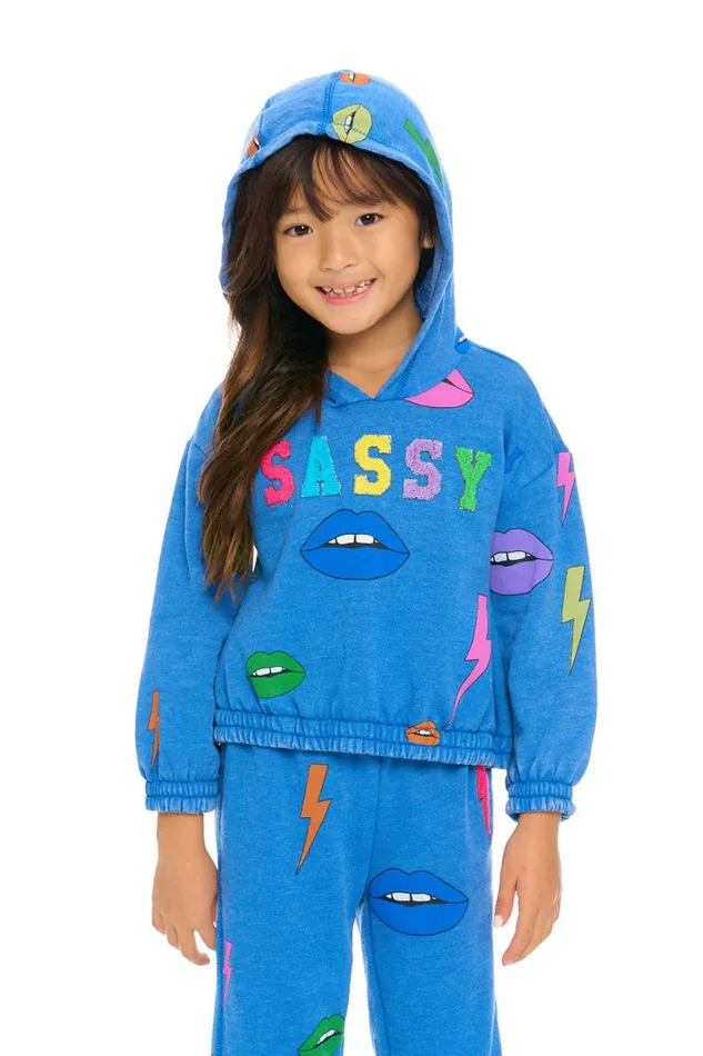 Kids Girls Chaser Brand Lips and Bolts Hoodie