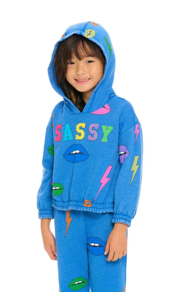 Kids Girls Chaser Brand Lips and Bolts Hoodie