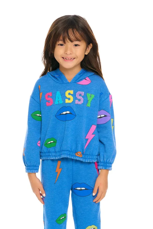 Kids Girls Chaser Brand Lips and Bolts Hoodie