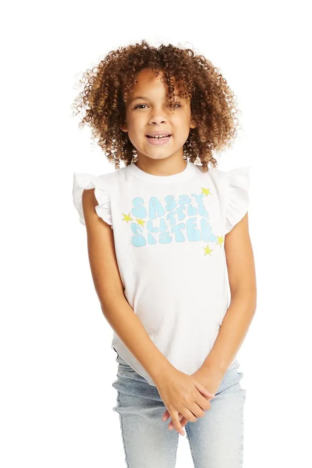 Kids Girls Chaser Brand Little Sister Flutter Sleeve Tee