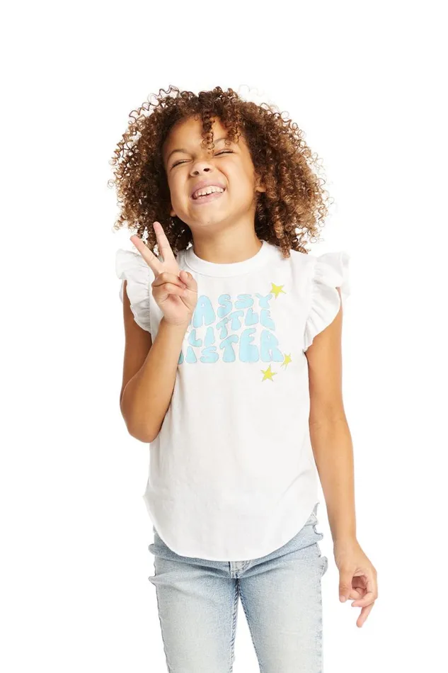 Kids Girls Chaser Brand Little Sister Flutter Sleeve Tee