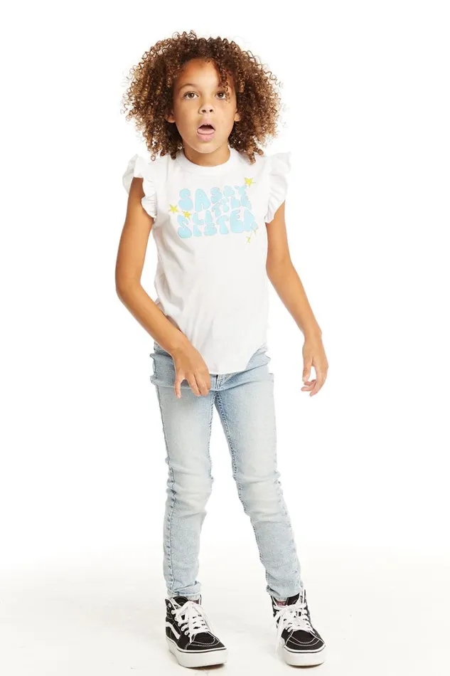 Kids Girls Chaser Brand Little Sister Flutter Sleeve Tee