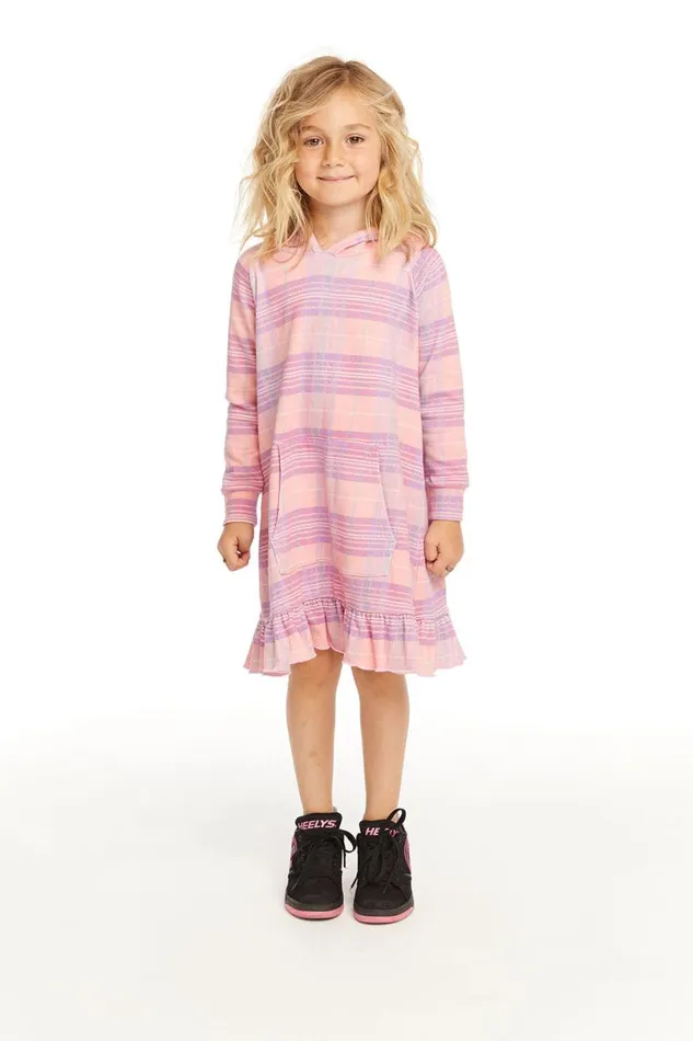 Kids Girls Chaser Brand Long Sleeve Cotton Candy Plaid Dress