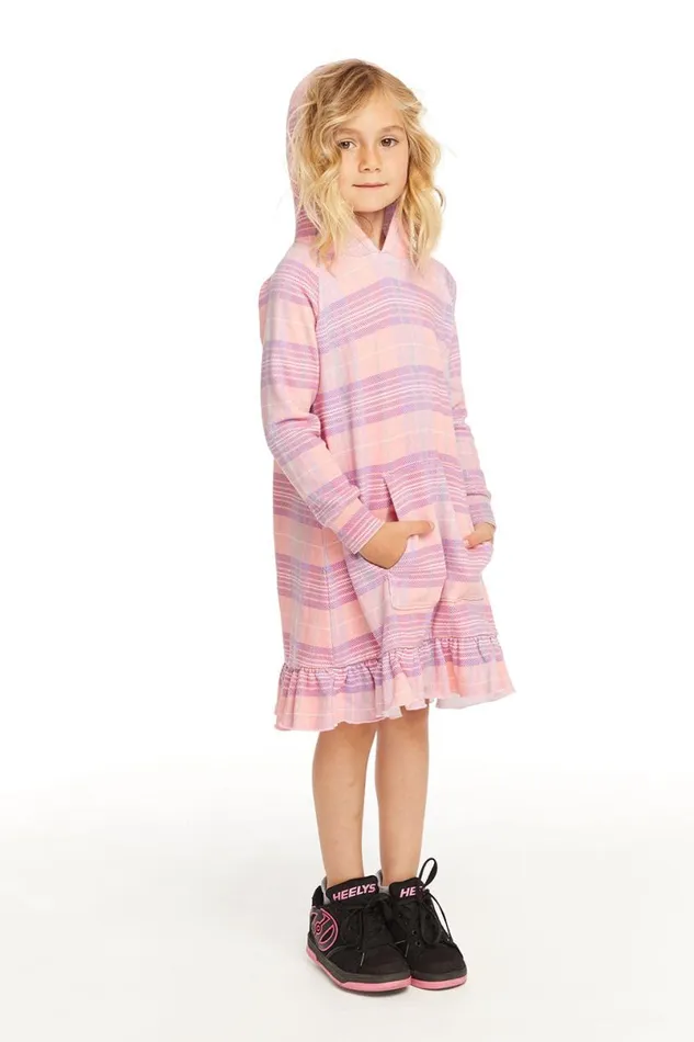 Kids Girls Chaser Brand Long Sleeve Cotton Candy Plaid Dress
