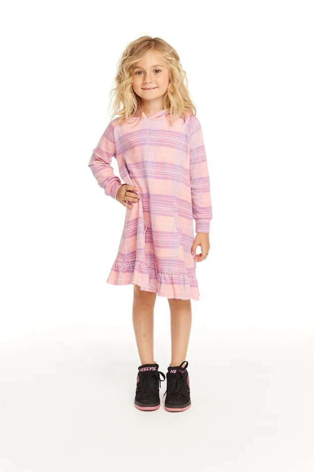 Kids Girls Chaser Brand Long Sleeve Cotton Candy Plaid Dress