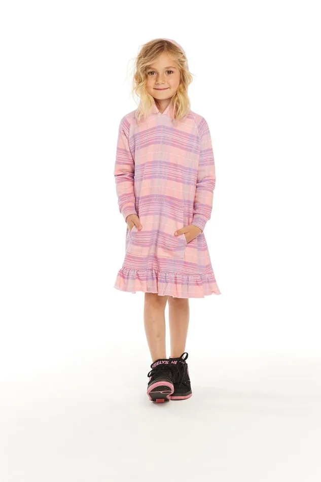 Kids Girls Chaser Brand Long Sleeve Cotton Candy Plaid Dress