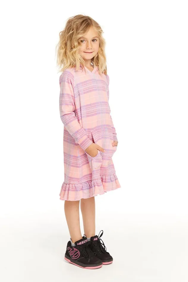 Kids Girls Chaser Brand Long Sleeve Cotton Candy Plaid Dress