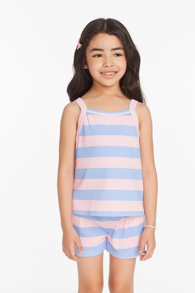Kids Girls Chaser Brand Mae Bubblegum Stripe Girls Tank Top