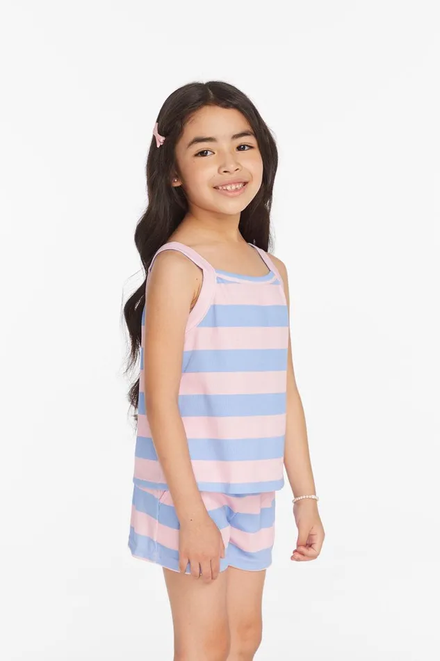 Kids Girls Chaser Brand Mae Bubblegum Stripe Girls Tank Top