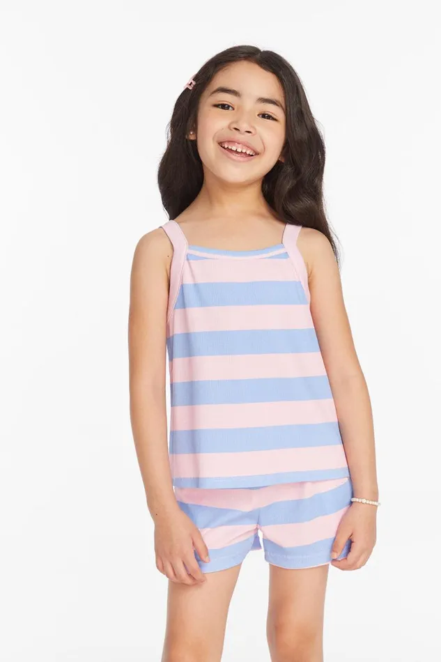 Kids Girls Chaser Brand Mae Bubblegum Stripe Girls Tank Top
