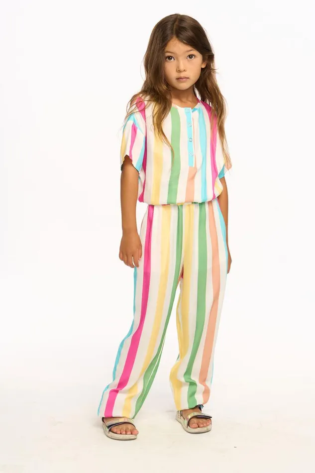Kids Girls Chaser Brand Multi Color Stripe Jumpsuit
