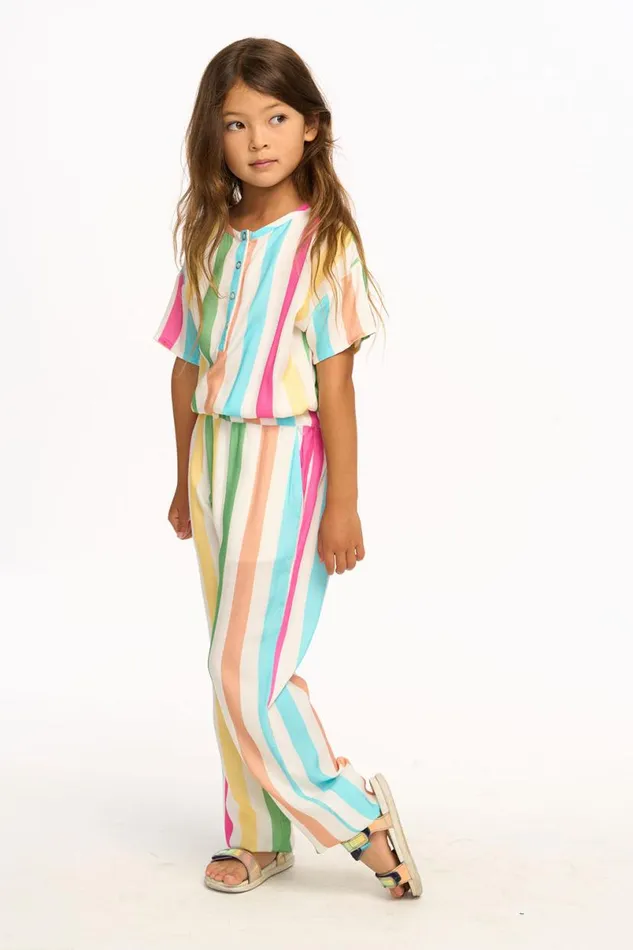 Kids Girls Chaser Brand Multi Color Stripe Jumpsuit