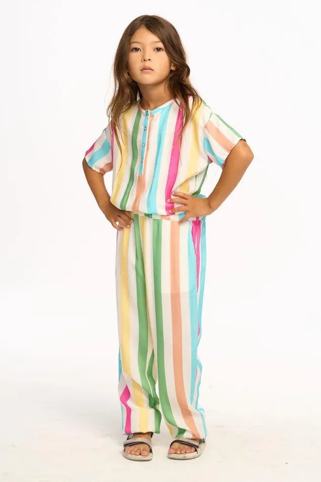 Kids Girls Chaser Brand Multi Color Stripe Jumpsuit