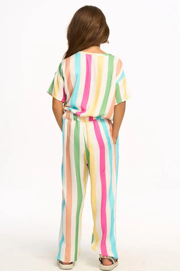 Kids Girls Chaser Brand Multi Color Stripe Jumpsuit