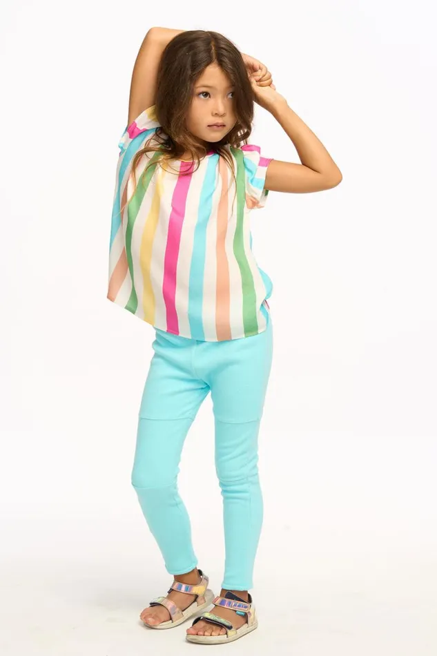 Kids Girls Chaser Brand Multi Color Stripe Tee