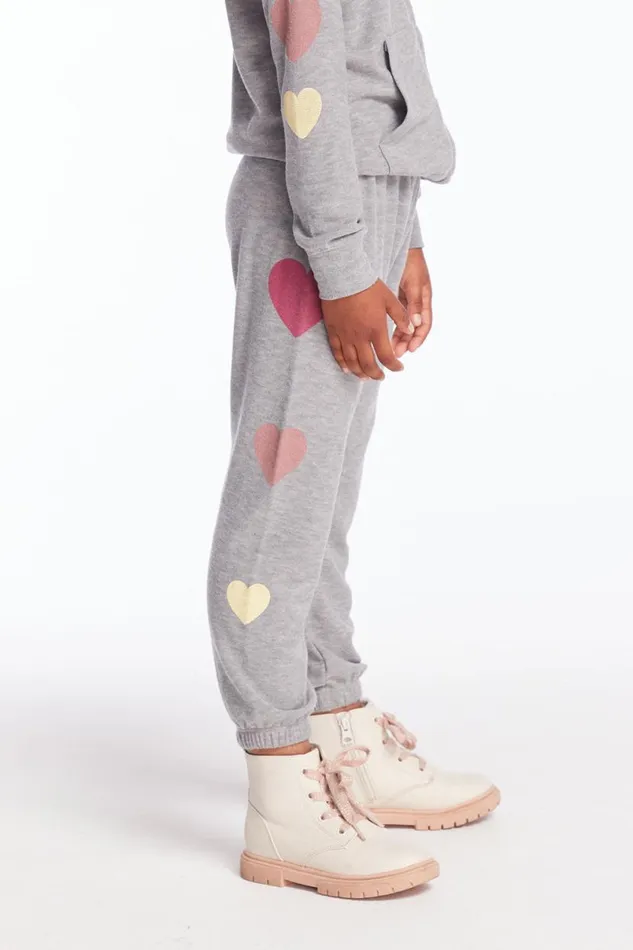 Kids Girls Chaser Brand Multi Hearts Girls Sweatpants
