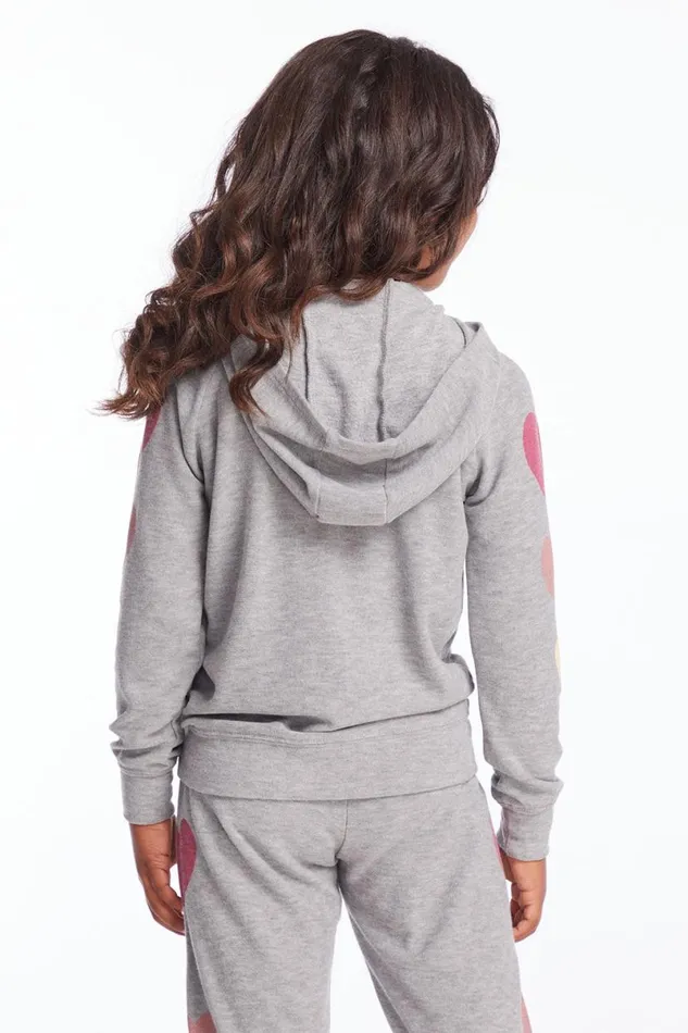 Kids Girls Chaser Brand Multi Hearts Girls Zip Up Hoodie