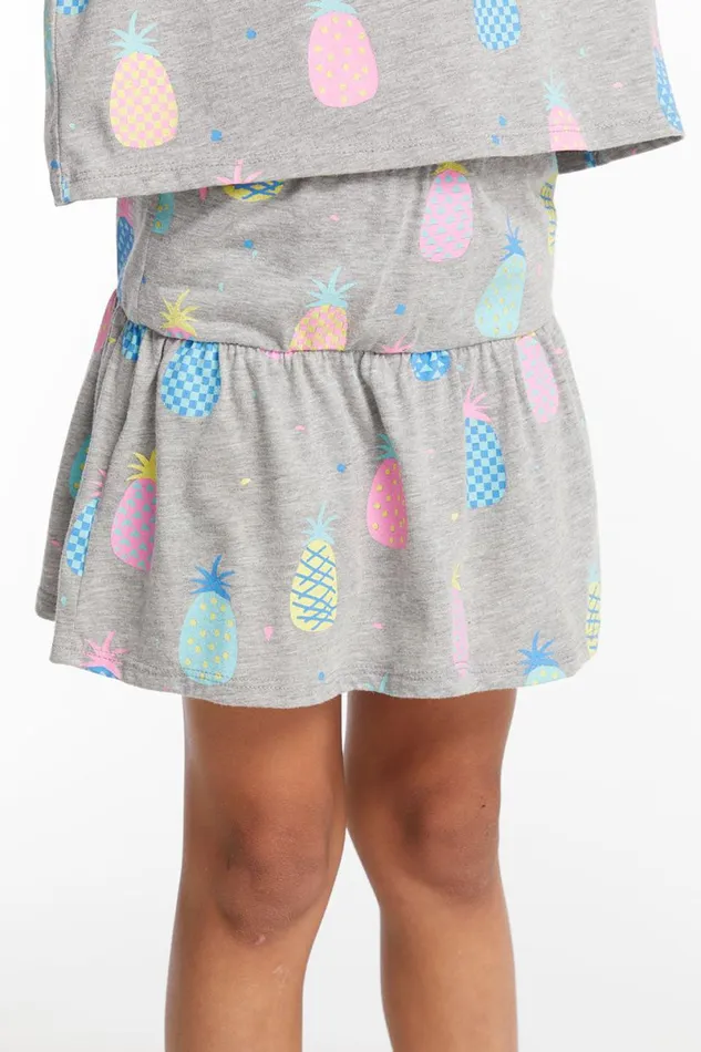 Kids Girls Chaser Brand Multi Pineapple Girls Peplum Skort
