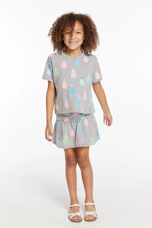 Kids Girls Chaser Brand Multi Pineapple Girls Peplum Skort