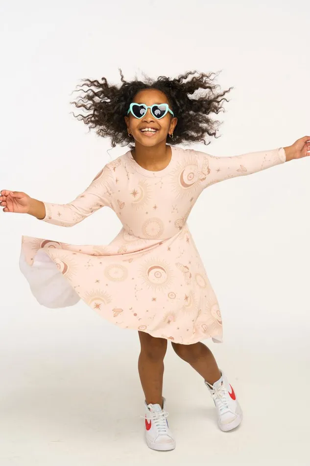 Kids Girls Chaser Brand Mystical Sky Peplum Cozy Knit Dress