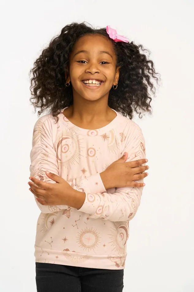 Kids Girls Chaser Brand Mystical Sky Shirred Cozy Knit Pullover