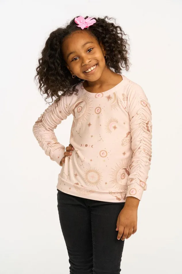 Kids Girls Chaser Brand Mystical Sky Shirred Cozy Knit Pullover