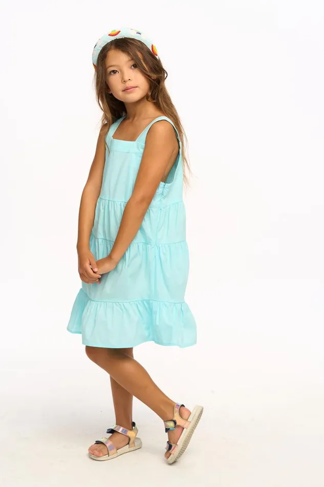 Kids Girls Chaser Brand Nova Cotton Poplin Tank Dress 8211 Clear Blue