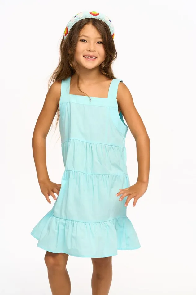 Kids Girls Chaser Brand Nova Cotton Poplin Tank Dress 8211 Clear Blue