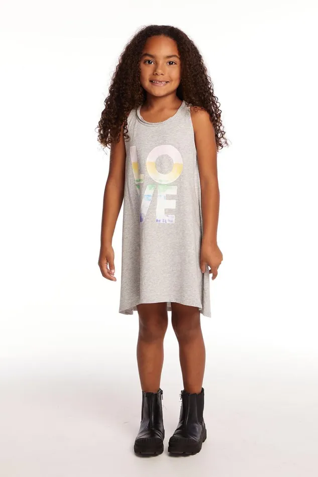 Kids Girls Chaser Brand Ombre Love Girls Cotton Jersey Tank Dress