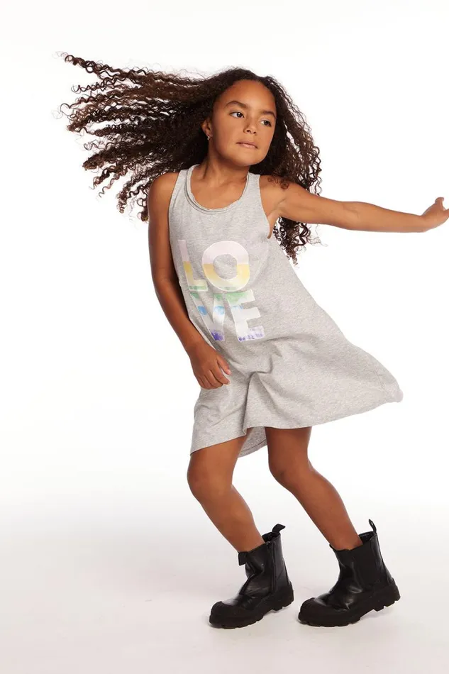 Kids Girls Chaser Brand Ombre Love Girls Cotton Jersey Tank Dress