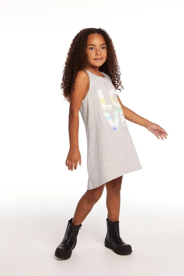 Kids Girls Chaser Brand Ombre Love Girls Cotton Jersey Tank Dress